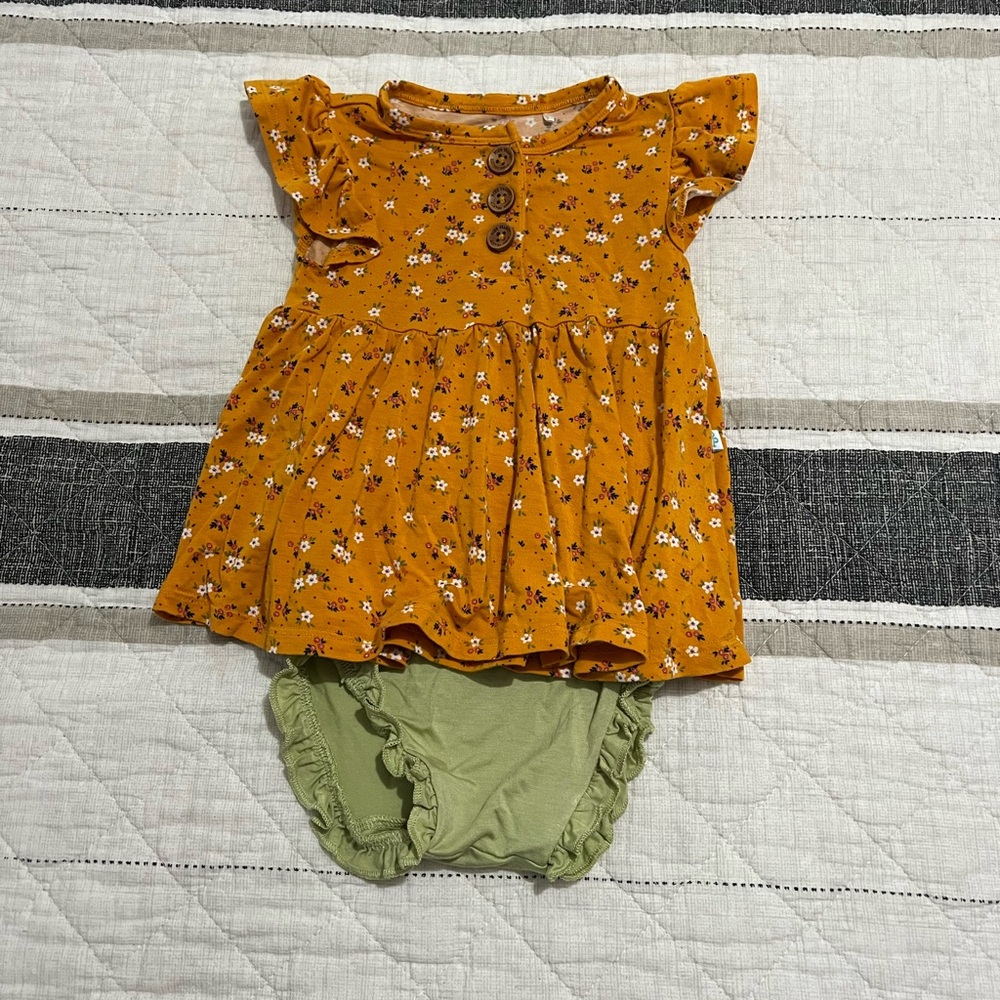Floral Mustard Top with Green Bloomers